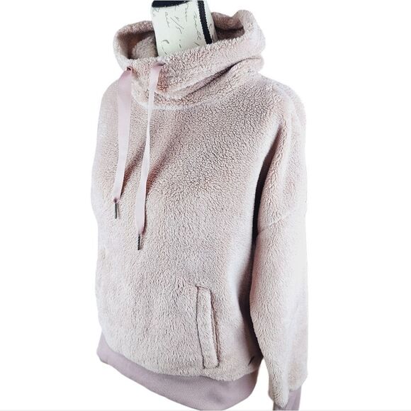 Mondetta -863 Women's Cowl Neck Sherpa Pullover in Pink Size Medium - Picture 2 of 7